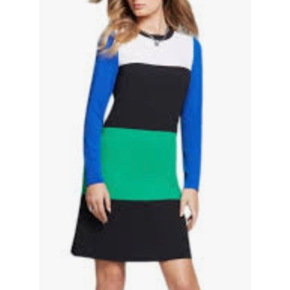 Michael Kors Women's Long Sleeve Colorblock Dress Size 2 Spring Green